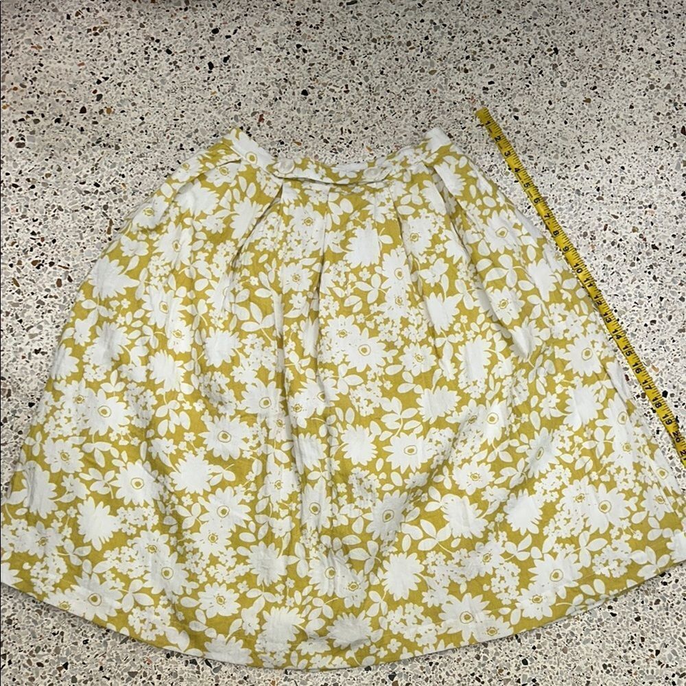 Comme Toi green white floral midi skirt side zip small s Anthropologie